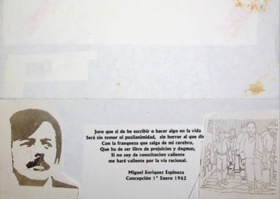 Maquetas de invitación para presentación de libro en honor de Miguel Enríquez