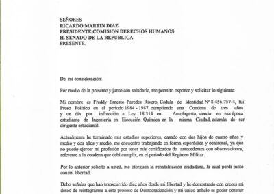 Carta a Ricardo Marín, presidente de la Comisión de Derechos Humanos